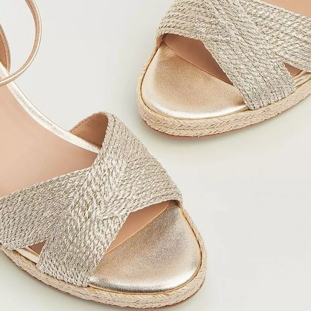 L.K. Bennett Santana Gold Lurex Rope Wedges